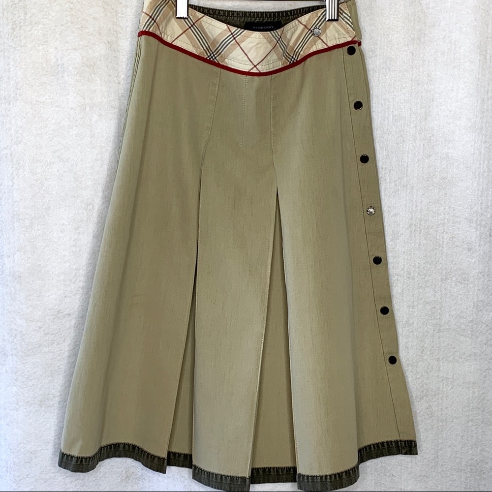Burberry Girls’ Rare Midi Khaki Snap Skirt Size 12